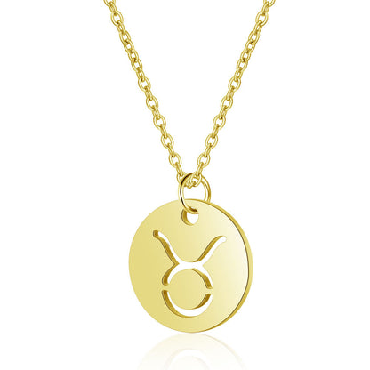 Twelve constellations titanium steel necklace