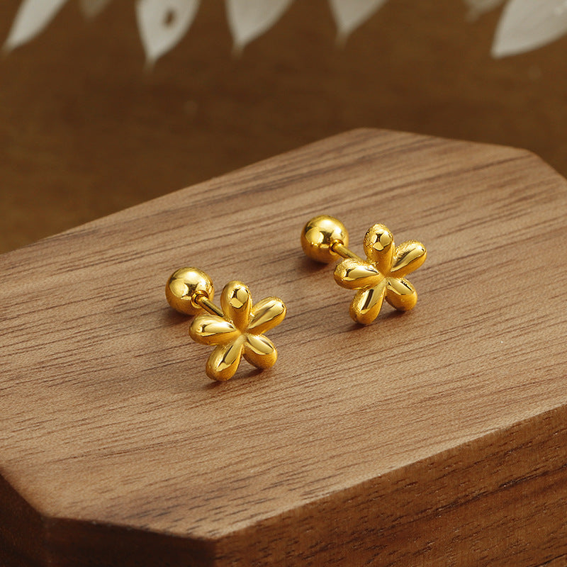 Mini Flower Titanium Steel Anti-Loss Stud Earrings