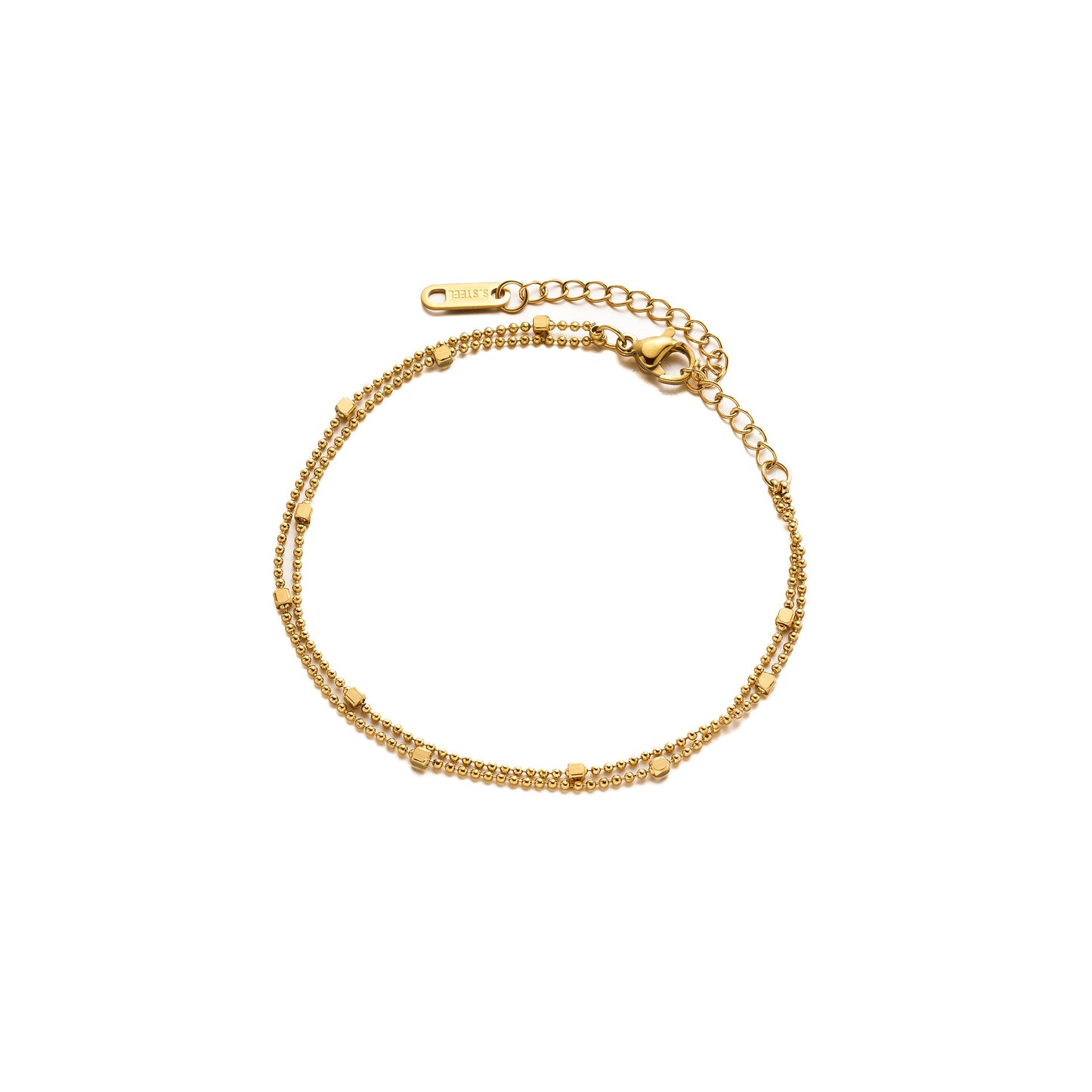 Titanium Steel Beaded Square Bracelet