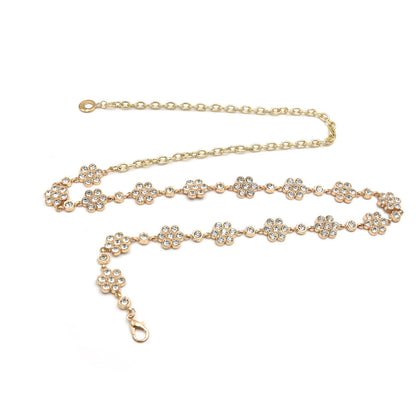 Rhinestone inlaid fine metal belt