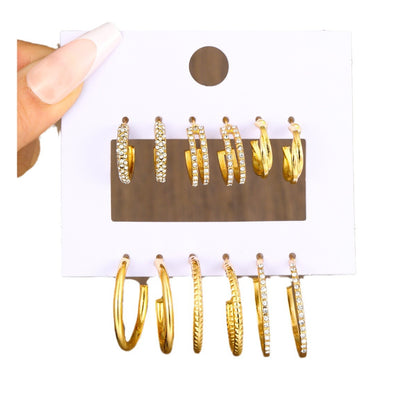 6-piece diamond earrings set