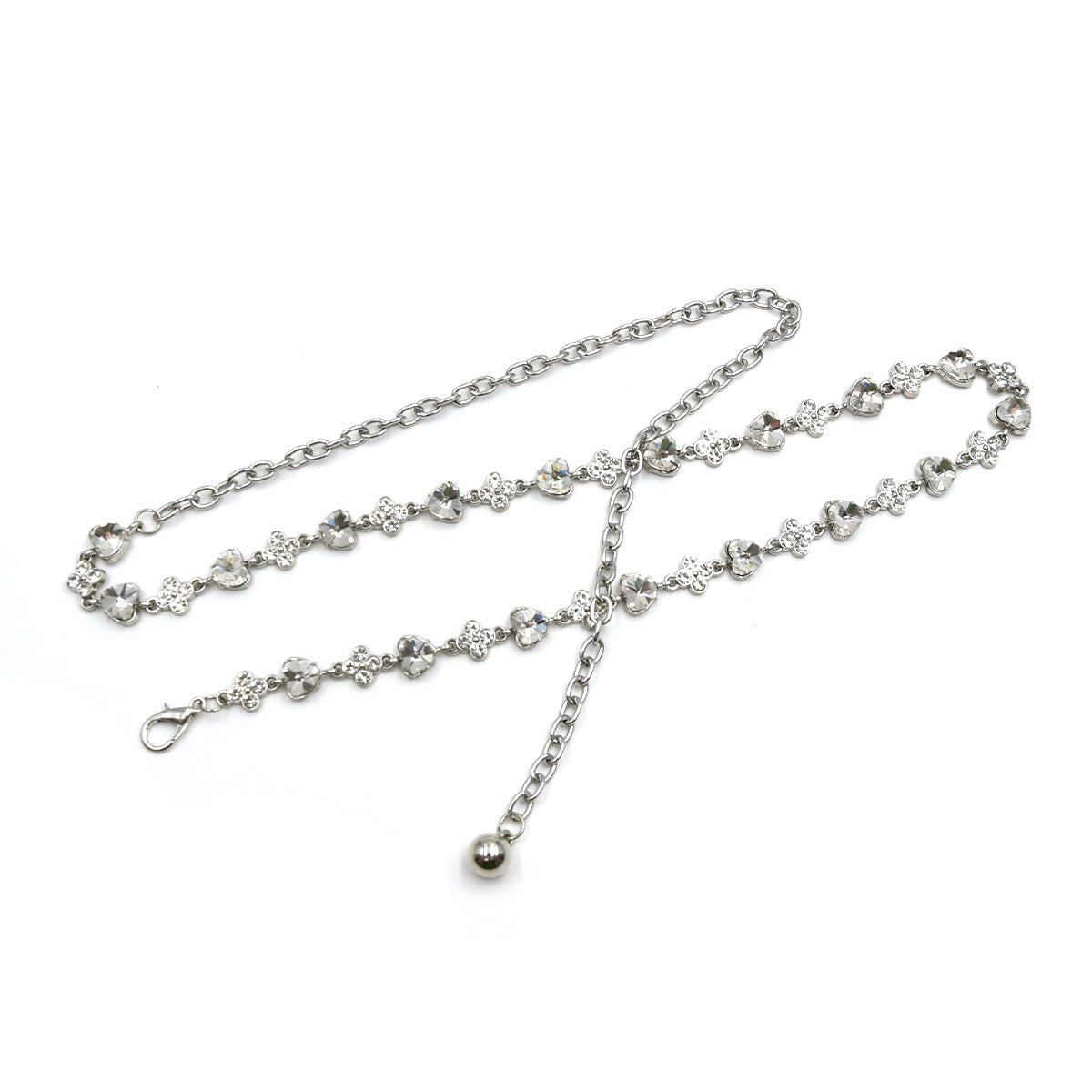 Silver Diamond Pearl Waist Chain
