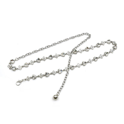 Silver Diamond Pearl Waist Chain