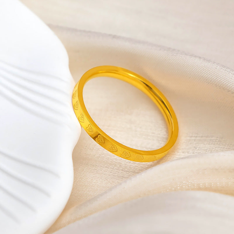 18K Gold-Plated Titanium-Steel Heart Couple Ring (Non-Fading)