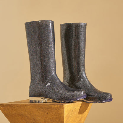 High tube rain shoes female versatile gradual change of color