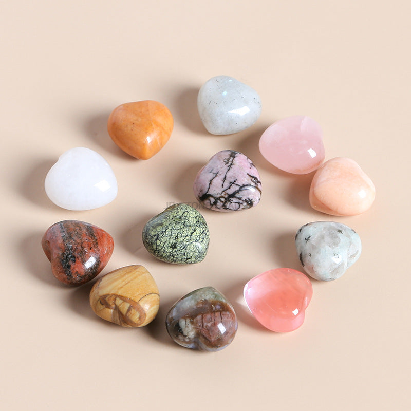 15Mm pink crystal peach heart semi-precious stone