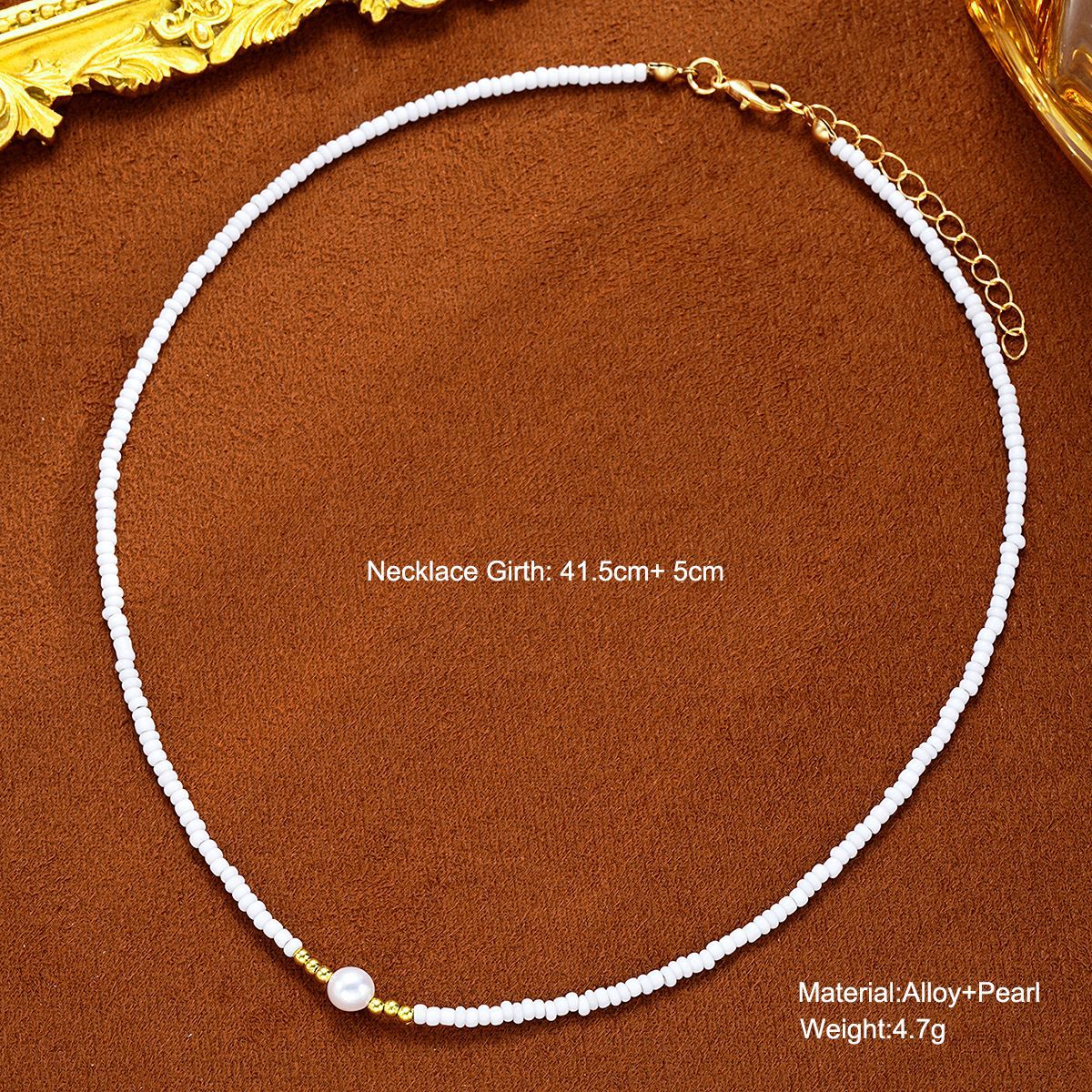 Imitation Pearl Rice Bead Necklace