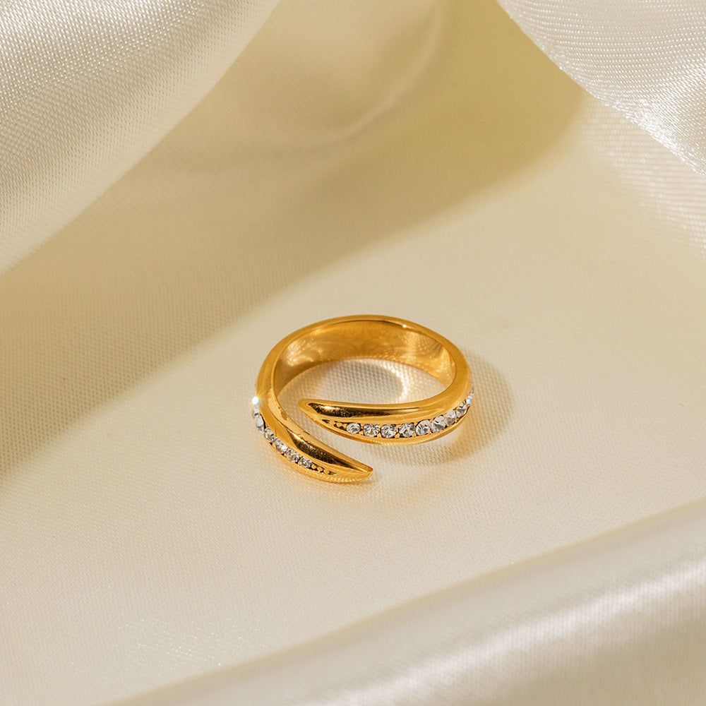 Anillo abierto de diamantes blancos 
