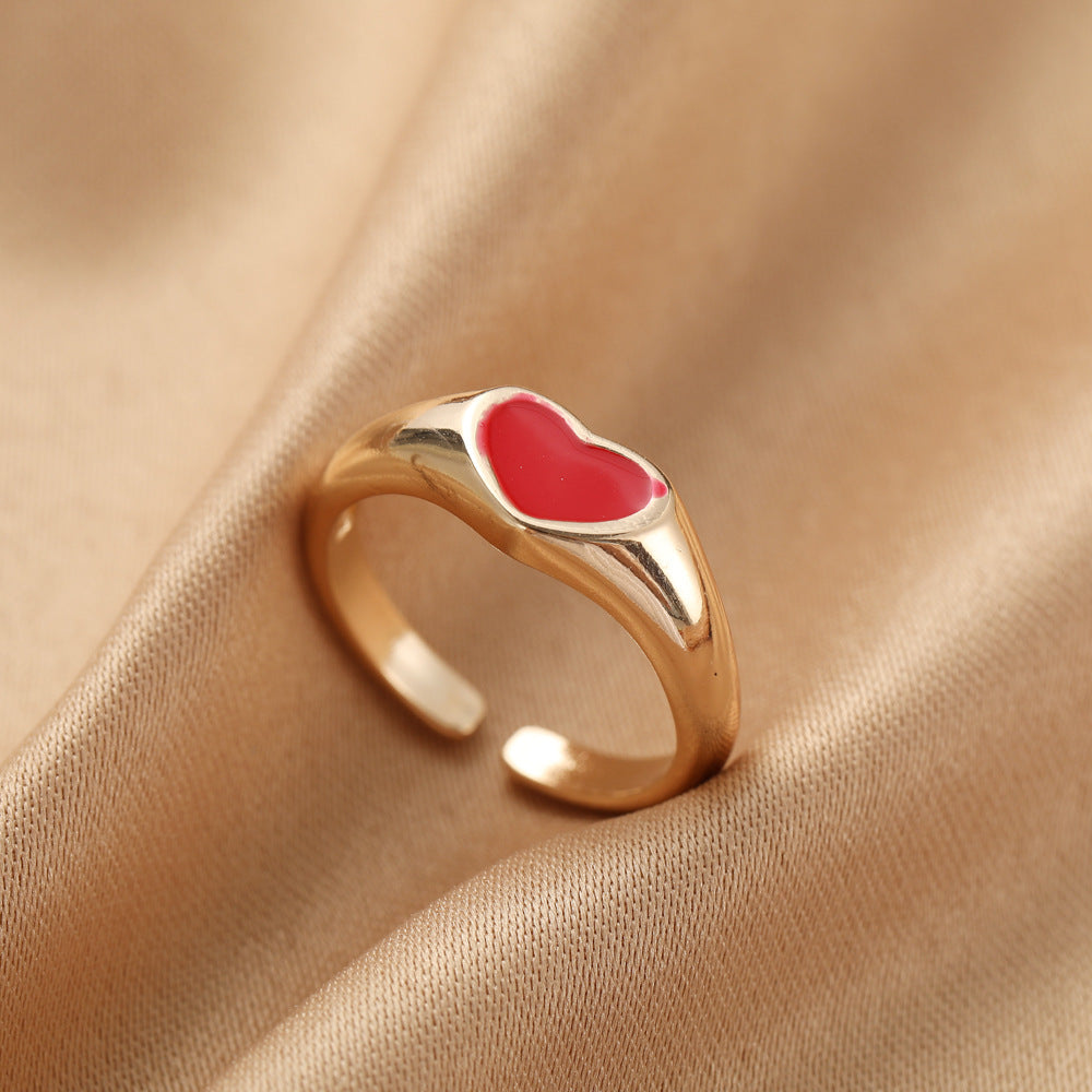 Vintage hollow heart open ring 2-piece set