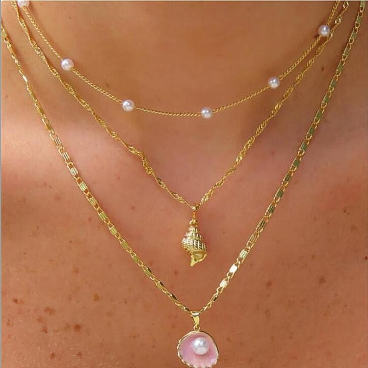 Pearl Shell Multi-Layer Necklace Set