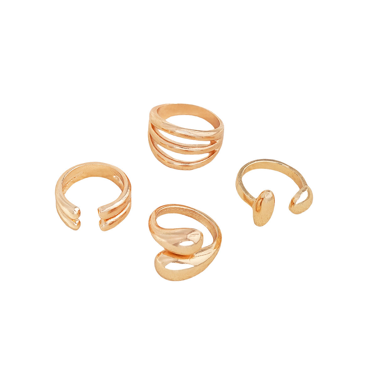 Irregular Smooth Ring Set (4-Piece)