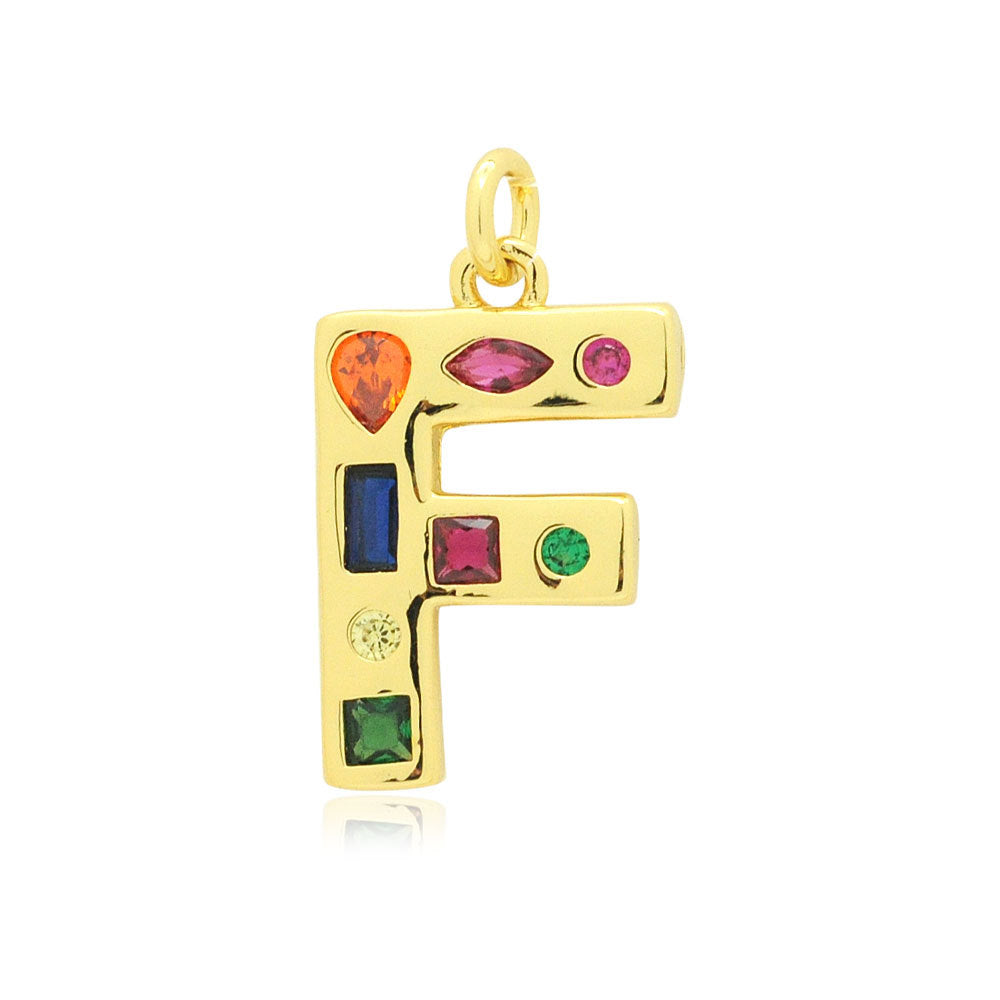 26 English letters copper zircon pendant