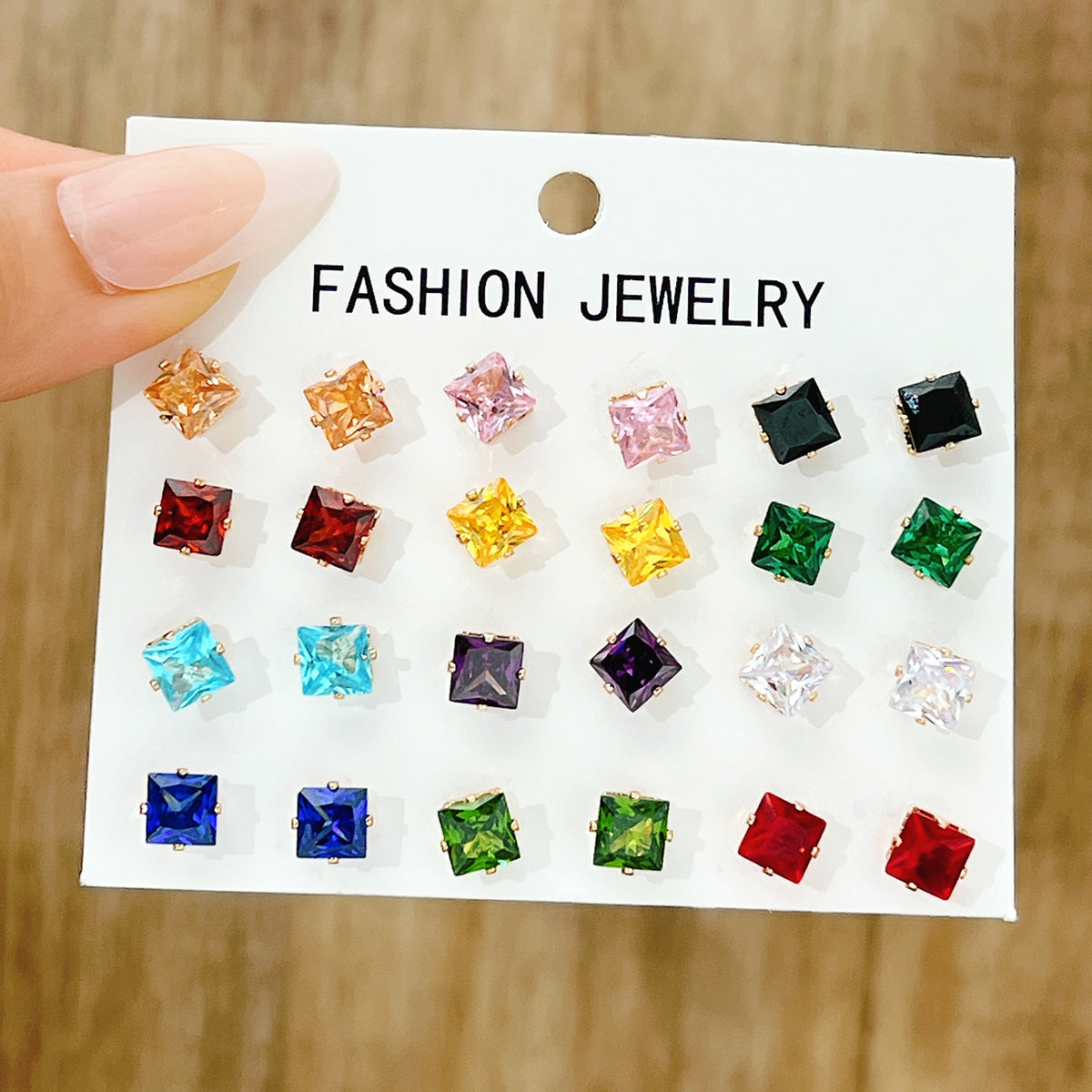 Colorful Zircon Stud Earring Set