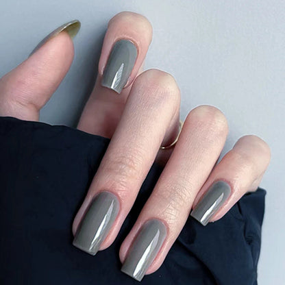 Cement Green Square Nails