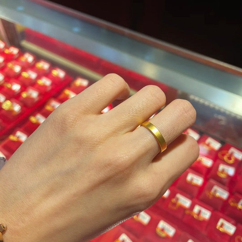 18K Gold-Plated Titanium Steel Plain Couple Ring