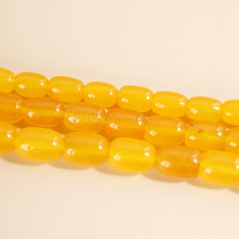 Optimized yellow chalcedony bucket beads loose beads