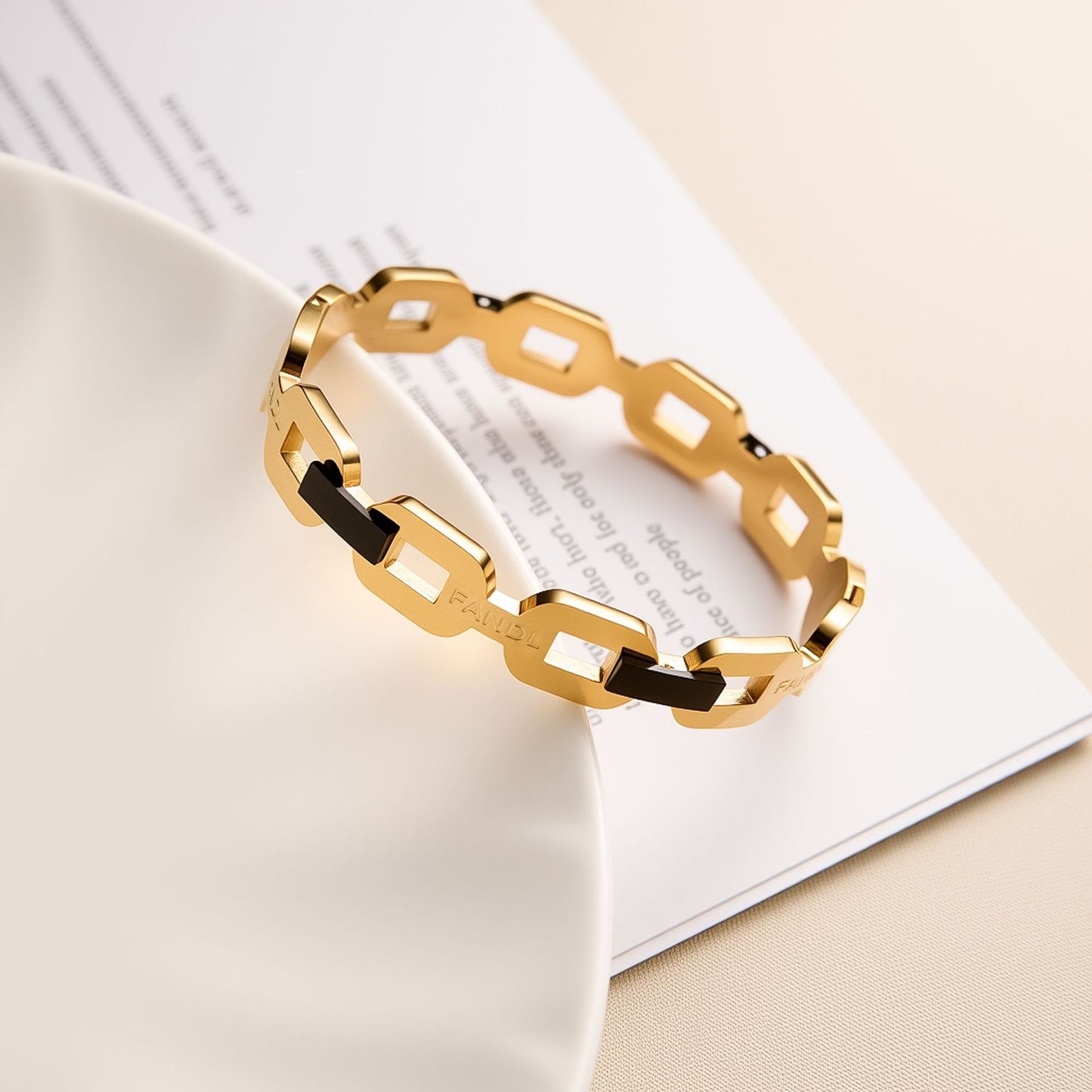 Titanium Steel Hollow Square Chain Bracelet