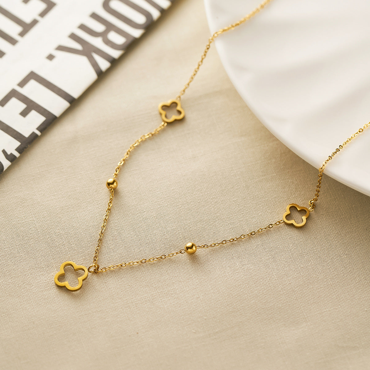 18K Gold Plated Four-Leaf Clover Necklace