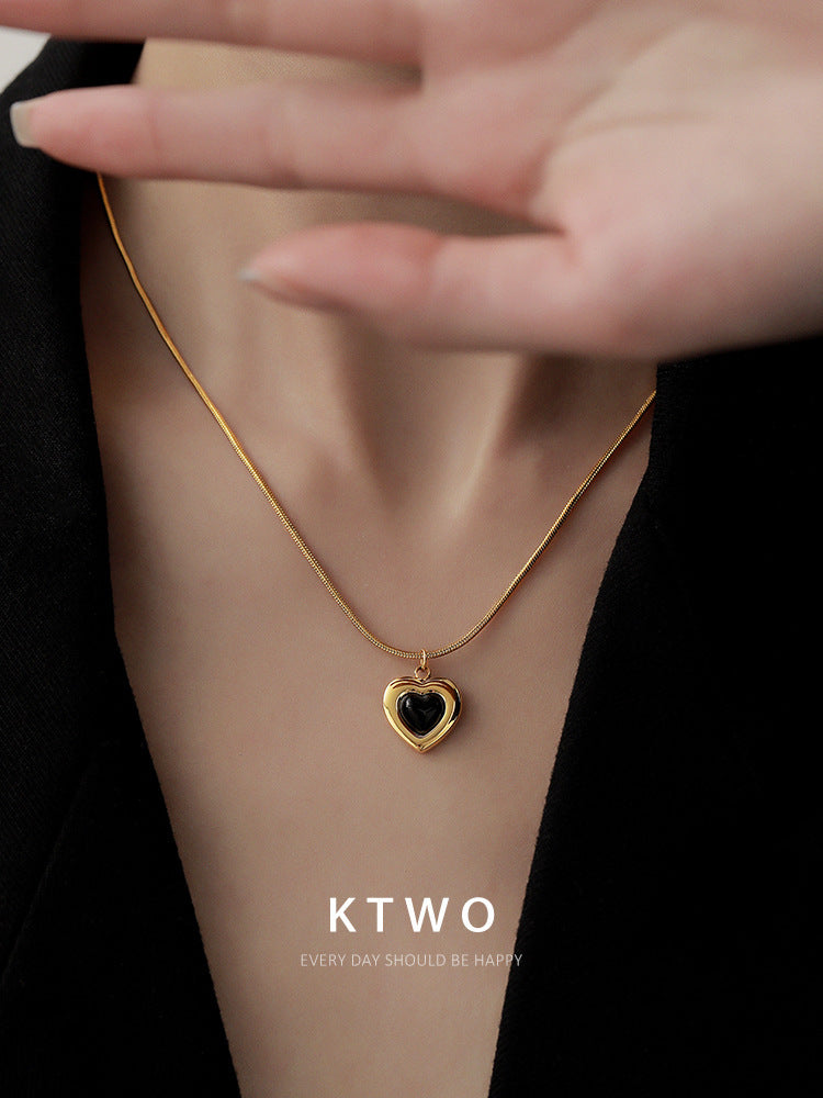Obsidian love pendant necklace