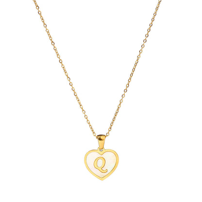 Titanium steel heart-shaped 26 English letter necklace
