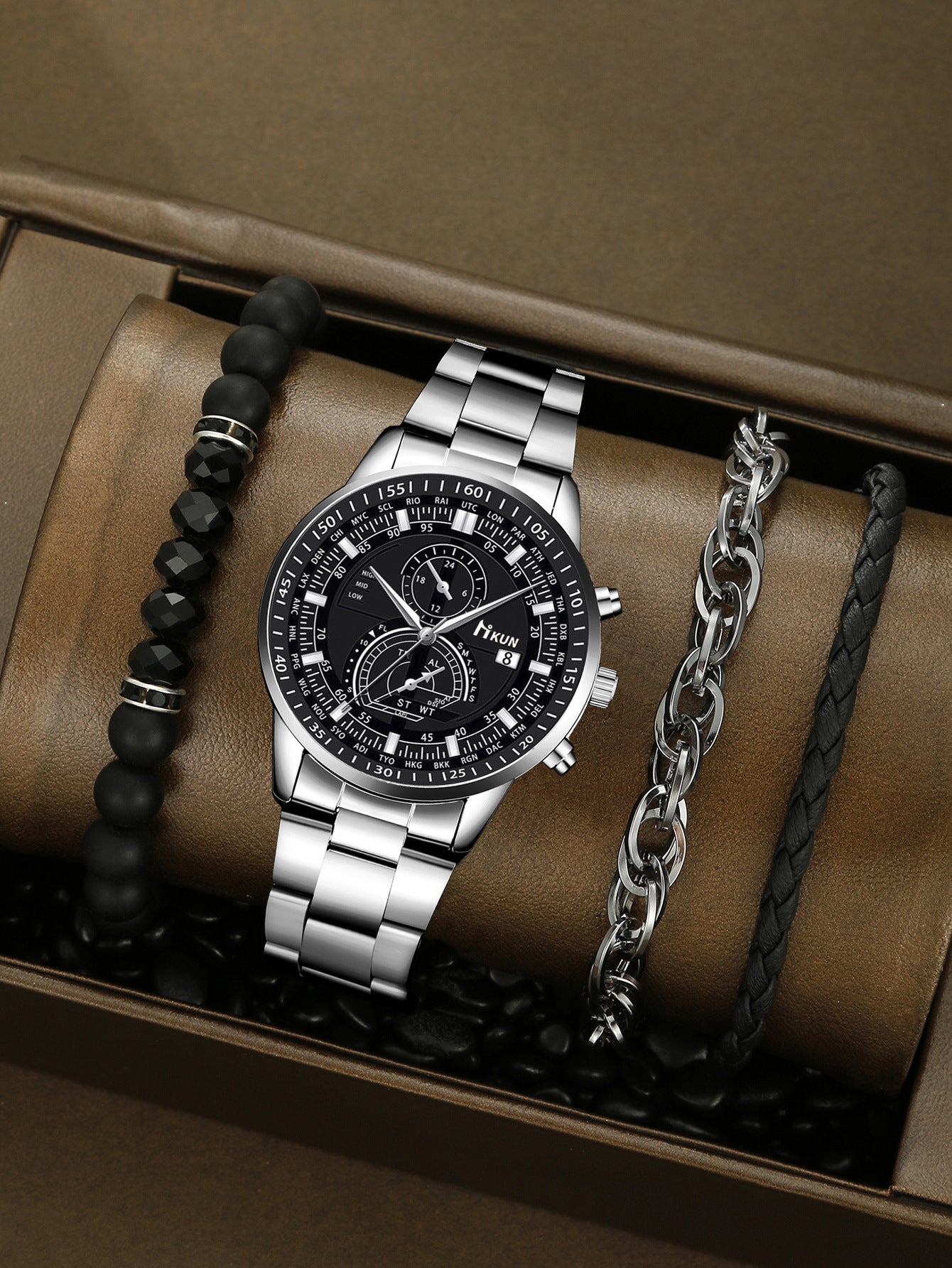 Alloy Watch Crown Beaded Turquoise Set