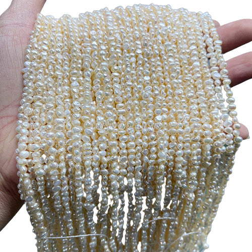 3-4Mm natural freshwater pearl with light cross-hole loose beads on both sides