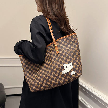 Contrasting color shopping bag portable tote bag