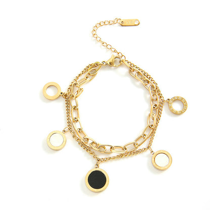 Double-sided shell double-layer chain bracelet