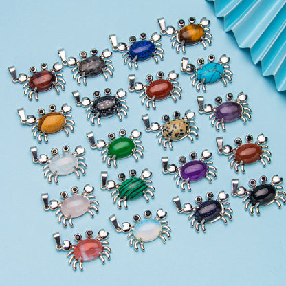 Colgante de cristal ovalado de ágata de cangrejo 