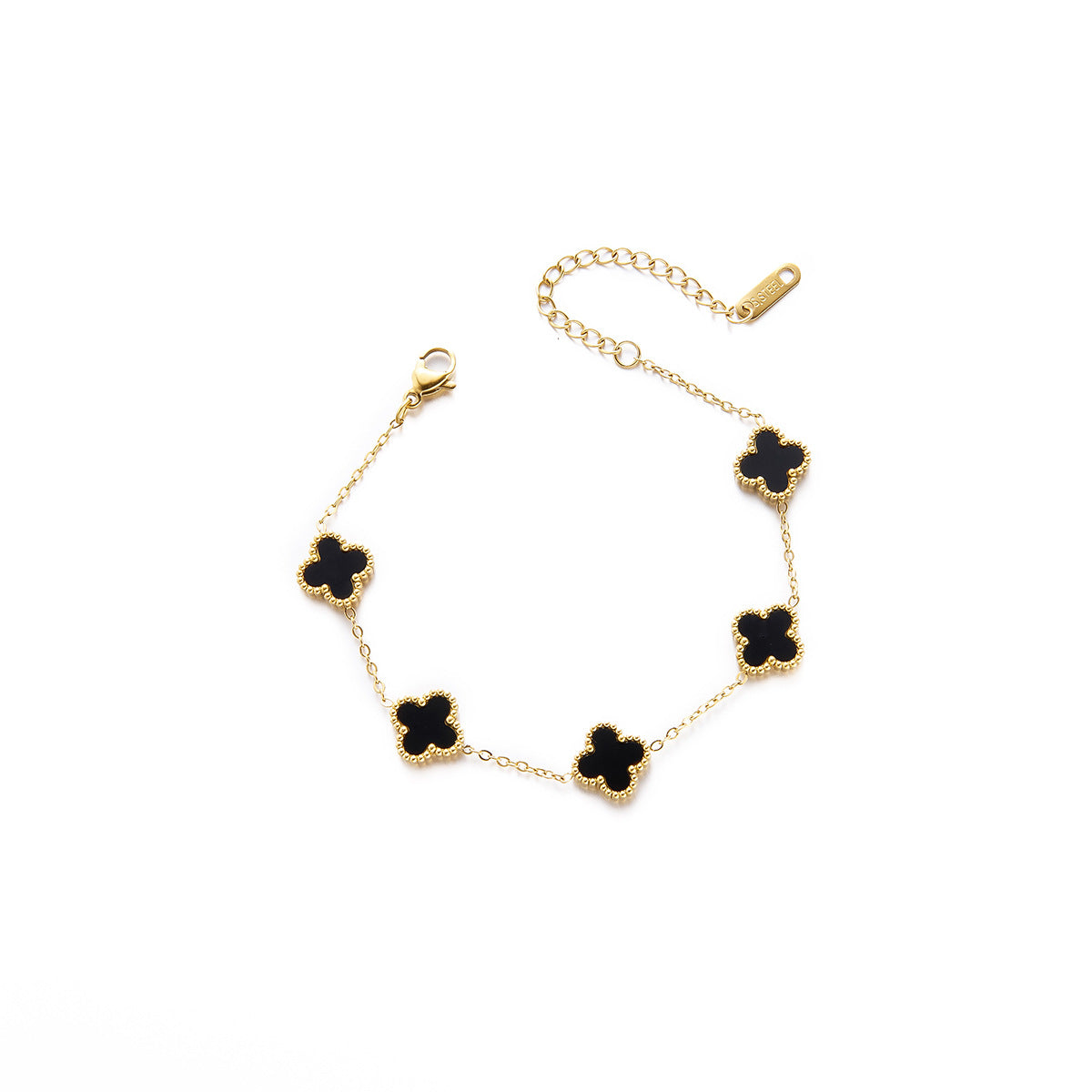 Women's Double-Sided Four-Leaf Clover Bracelet & Five-Flower Necklace