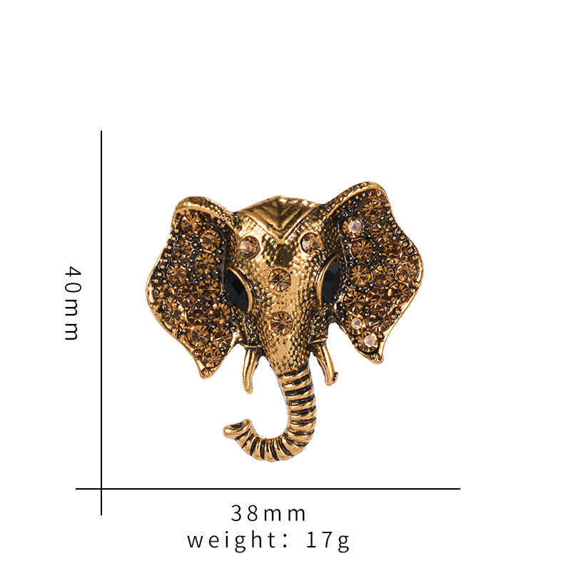 Enamel Oil Drop Diamond Elephant Brooch