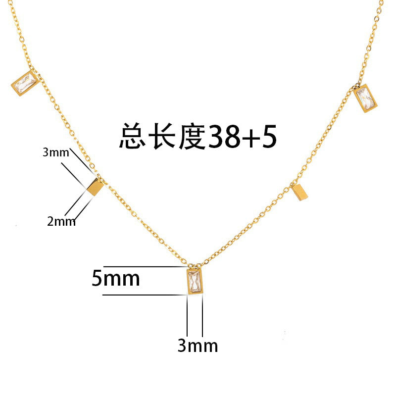 Women's 18K Gold-Plated Titanium Steel Teardrop Triangle Zircon Necklace