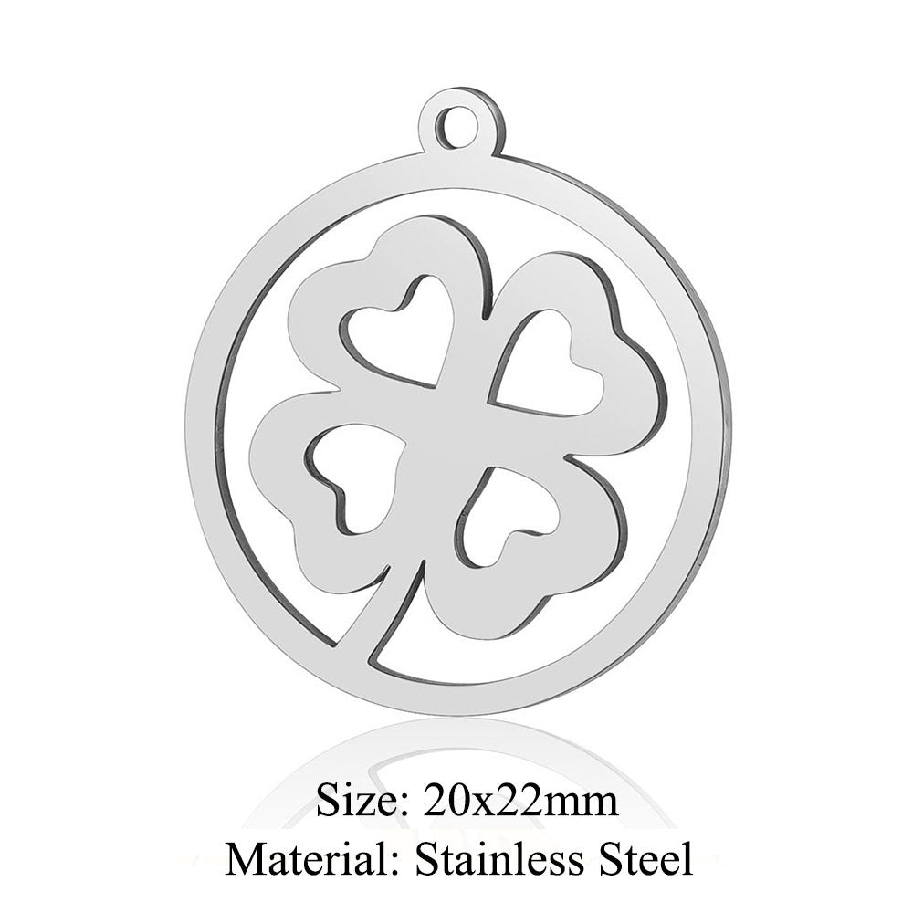 5 pcs/bag leaf flower titanium steel pendant four-leaf clover
