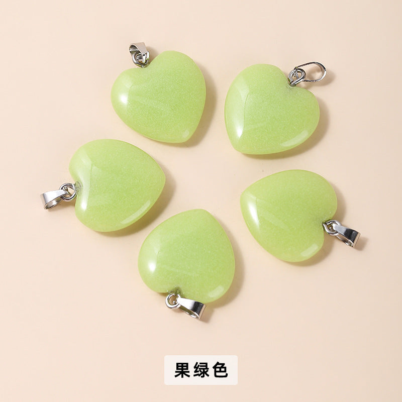 20Mm luminous stone heart pendant necklace