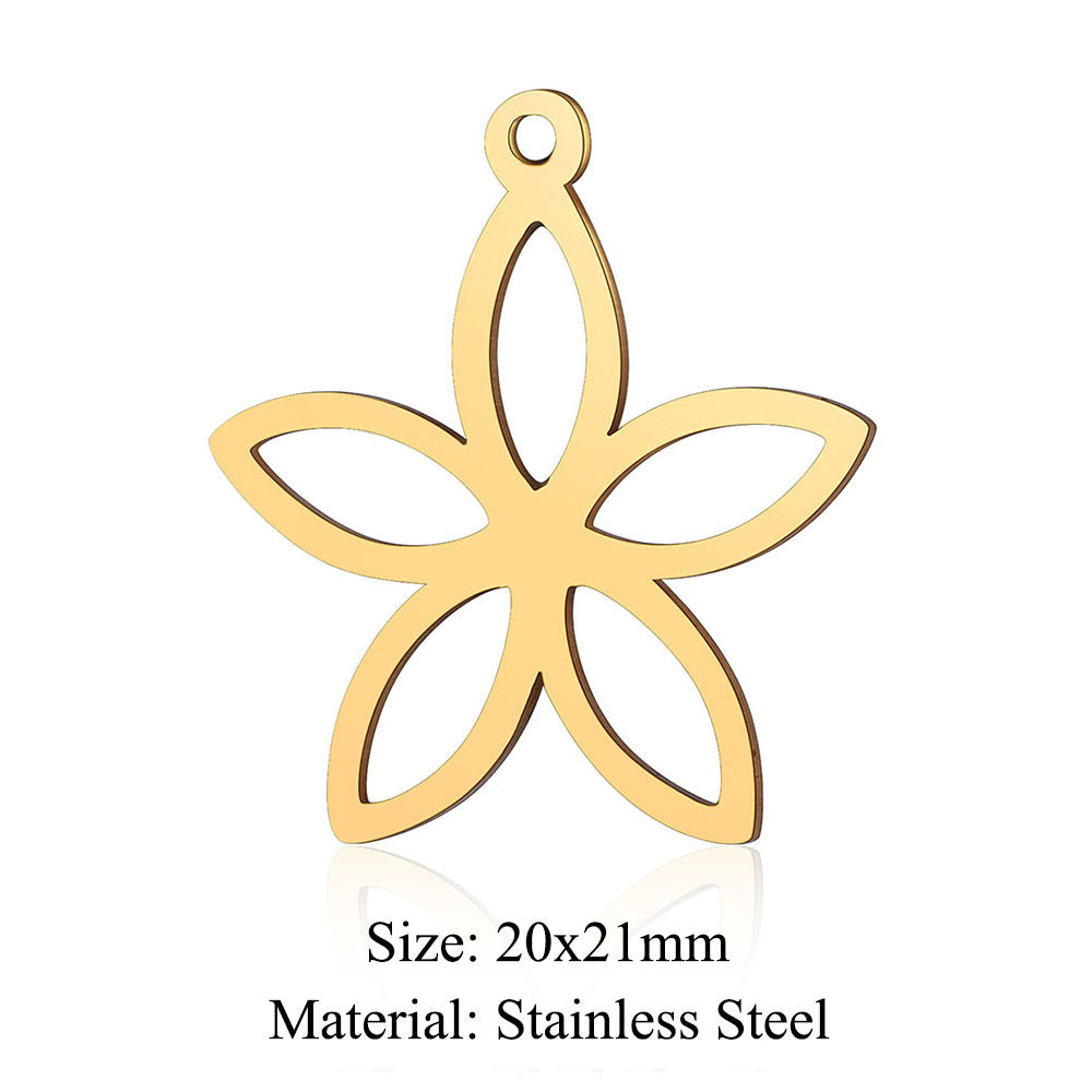 Colgante de acero de titanio con forma de flor y hoja, 5 unidades por bolsa 
