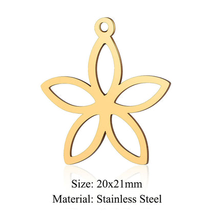 Colgante de acero de titanio con forma de flor y hoja, 5 unidades por bolsa 
