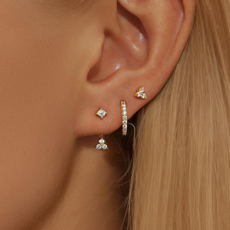 Zirconia Twist Hoop Earring Set (3pc)