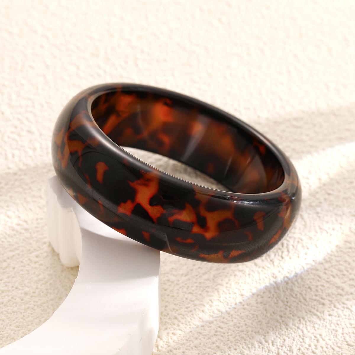 Leopard Print Resin Cuff Bracelet