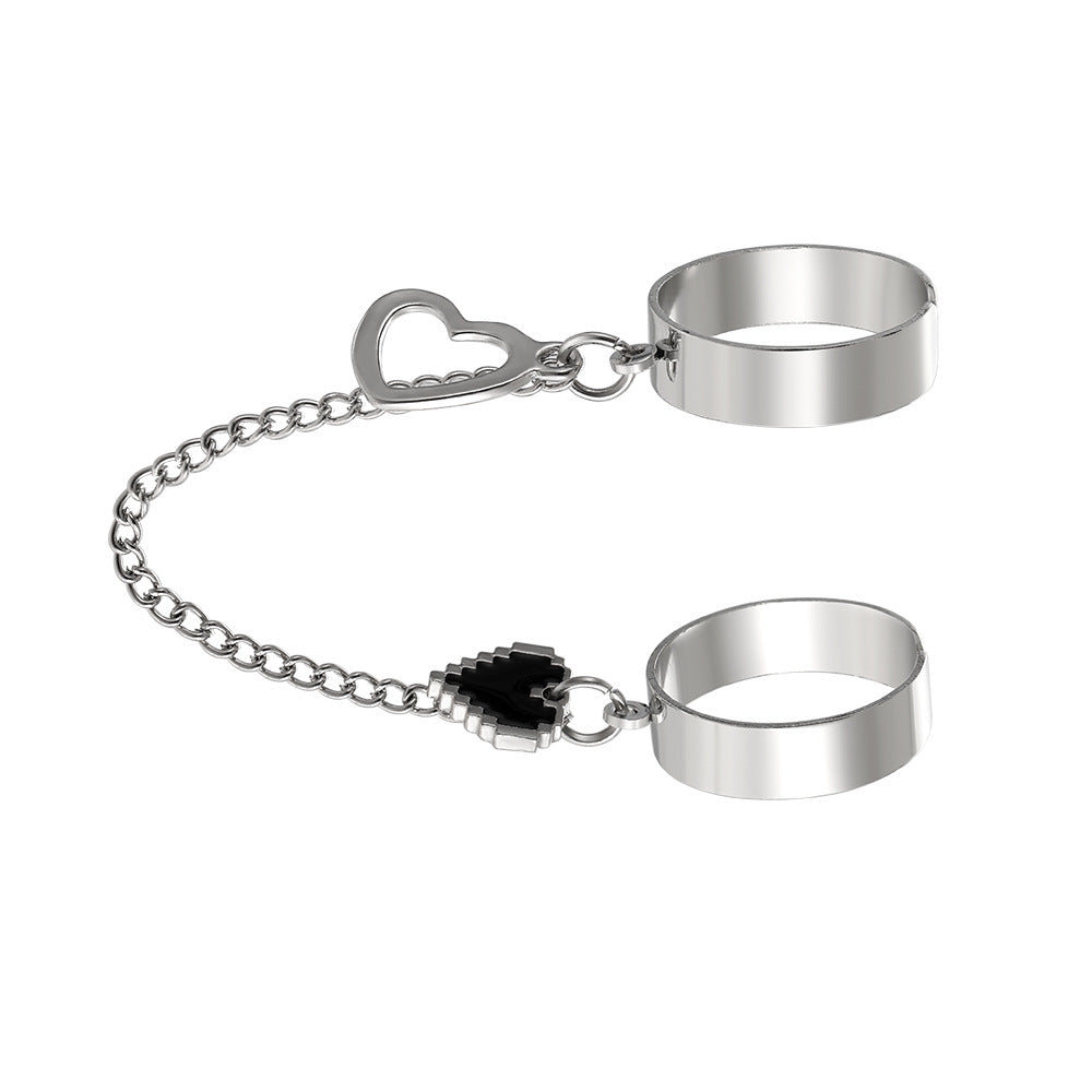 Adjustable Peach Heart Double Ring