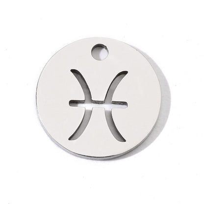 20 pcs/pack simple steel color twelve constellations titanium steel pendant