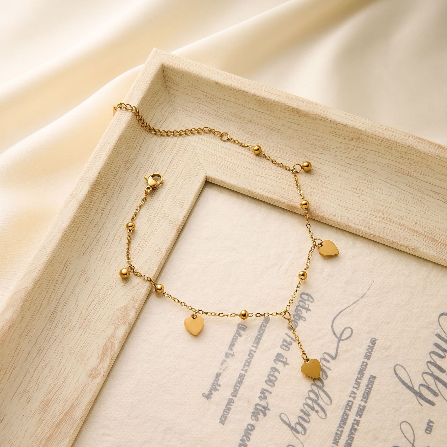 Titanium Steel Heart Charm Bracelet