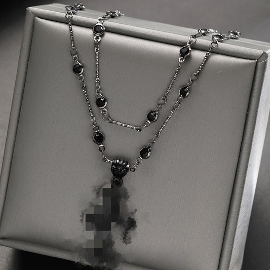 Zircon Cross Double-Layer Necklace