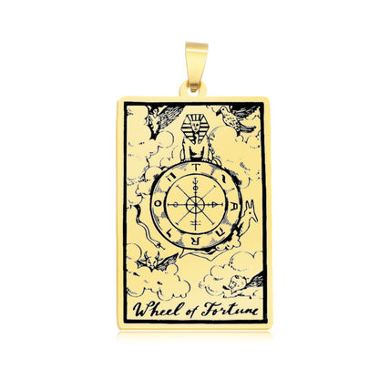 5 pcs/pack, gold tarot titanium steel pendant.