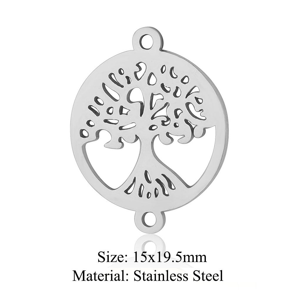 5 pcs/pack Four Leaf Clover Tree of Life Transfer Titanium Steel Pendant