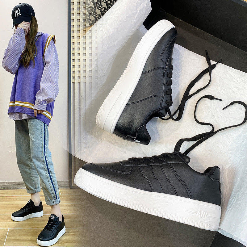 Black and white casual thick-soled women's shoes