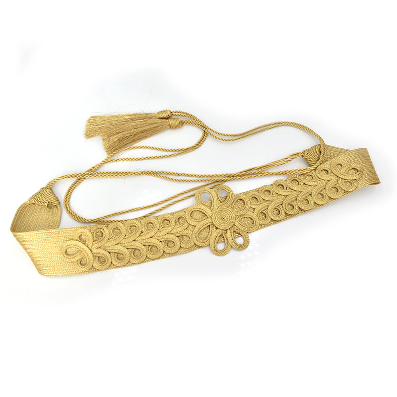 Hand woven gold silk belt