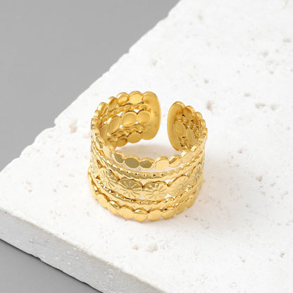 Qizhu Leaf Life Tree Titanium Steel Ring