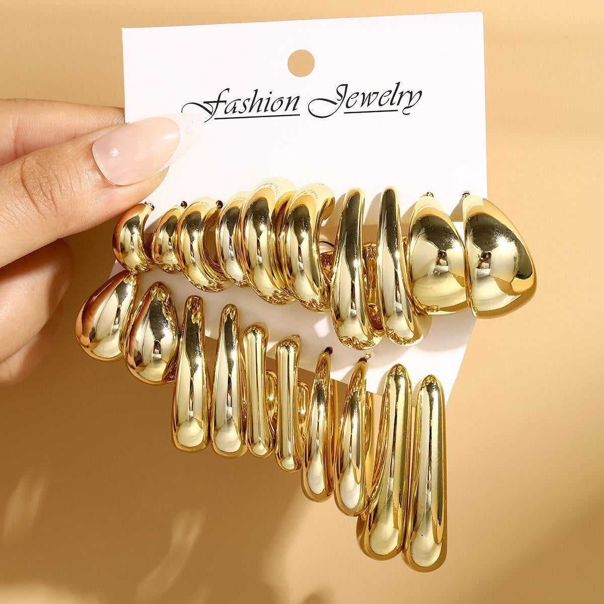 Cross-border hot-selling earrings set European and American ins style metal geometric twist earrings combination earrings