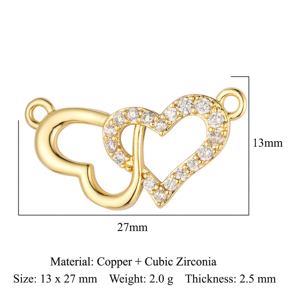 Bead butterfly copper zircon double hole accessories family pendant