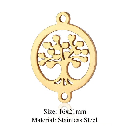5 pcs/pack Four Leaf Clover Tree of Life Transfer Titanium Steel Pendant